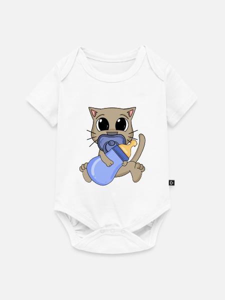 Baby Junge Katze - Baby Premium Kurzarmbody - Weiß