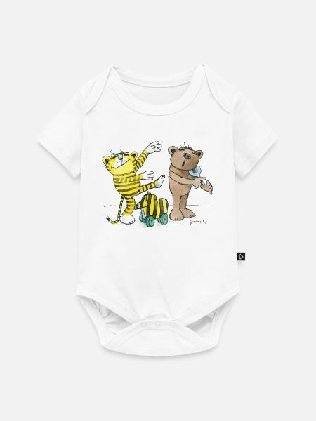 Janosch Tiger Und Bär Musizieren - Baby Premium Kurzarmbody - Weiß