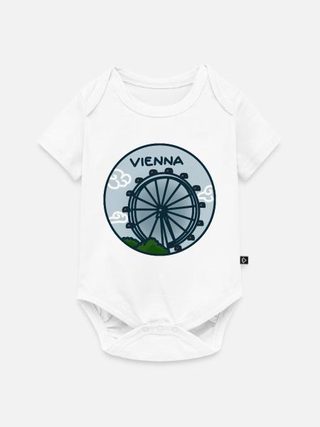 Riesenrad, Prater - Wien, Österreich - Baby Premium Kurzarmbody - Weiß