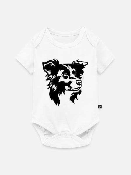 Border Collie Kopf - Baby Premium Kurzarmbody - Weiß