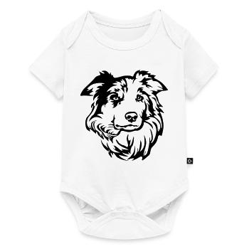 Tête de Border Collie - Body à manches courtes Premium Bébé - blanc - Devant