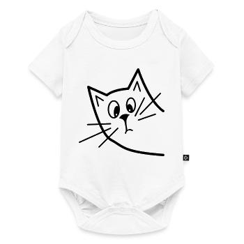 Cute Curious Cat - Minimalist Design - Baby Premium short-sleeve bodysuit - white - Front