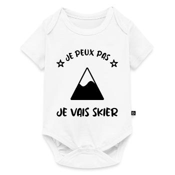 JE PEUX PAS. SKIER. SKI. RAQUETTE. SNOW. SNOWBOARD - Body à manches courtes Premium Bébé - blanc - Devant