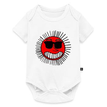 Lächelnde Sonne mit Brille - Baby Premium Kurzarmbody - Weiß - Vorne
