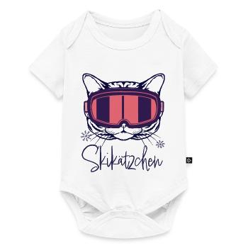 Katze Skifahren Skikätzchen Apres ski Wintersport - Baby Premium Kurzarmbody - Weiß - Vorne