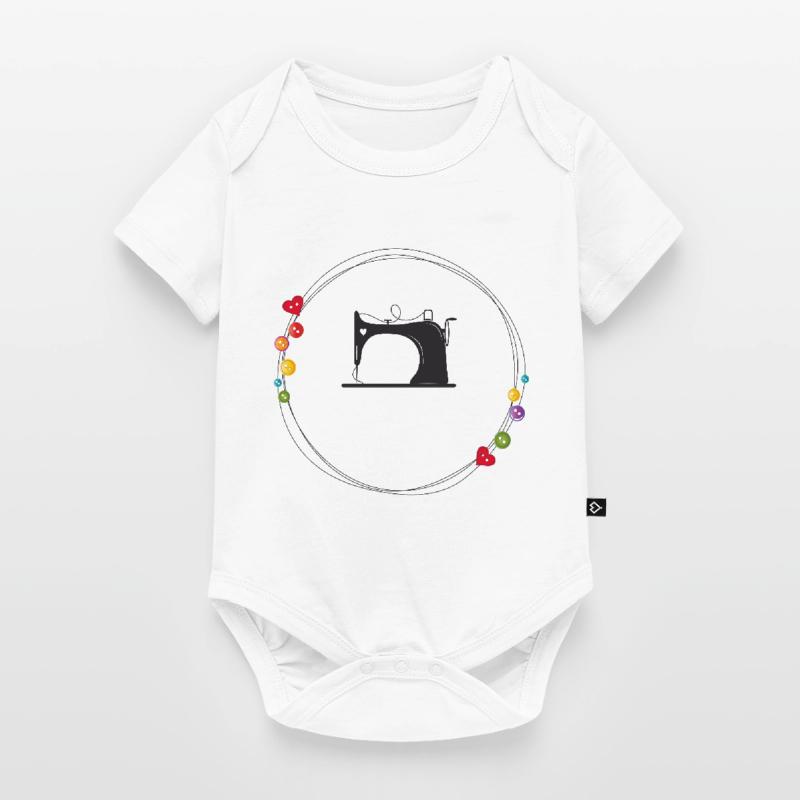 nostalgic stylized sewing machine with buttons Baby Premium short-sleeve bodysuit