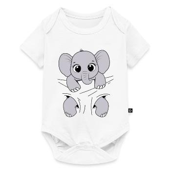 Bébé Éléphant Animal Drôle Porter Bébé Éléphant - Body à manches courtes Premium Bébé - blanc - Devant