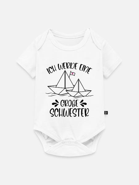 Papierschiff Schiff Ich werde eine große Schwester - Baby Premium Kurzarmbody - Weiß