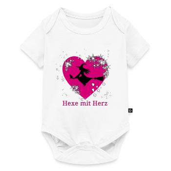 Hexe mit Herz Motiv - Baby Premium Kurzarmbody - Weiß - Vorne