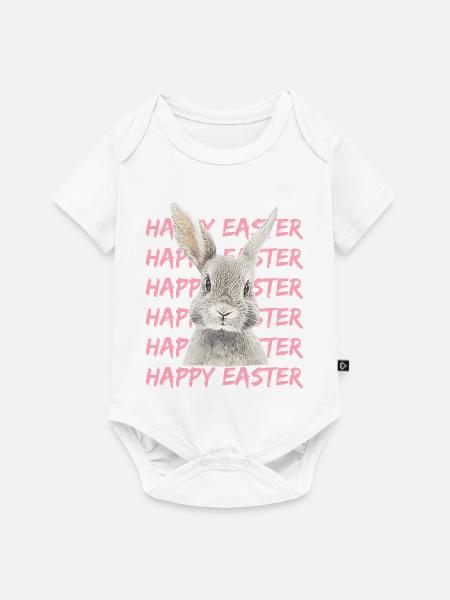 Pastellhase mit Easter-Muster - Baby Premium Kurzarmbody - Weiß