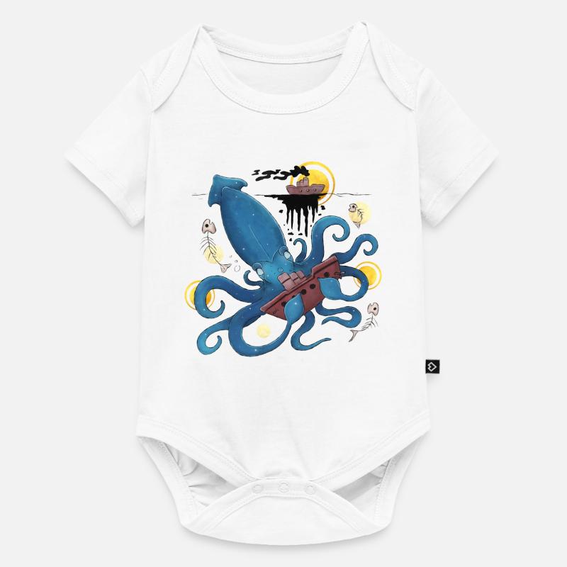 Blue Ink Spirits - Kraken Calamar géant abyssal - Body à manches courtes Premium Bébé - blanc