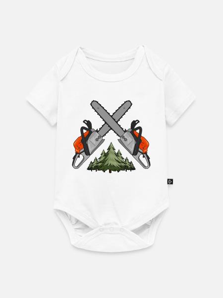 Kettensäge Cross Wald - Baby Premium Kurzarmbody - Weiß