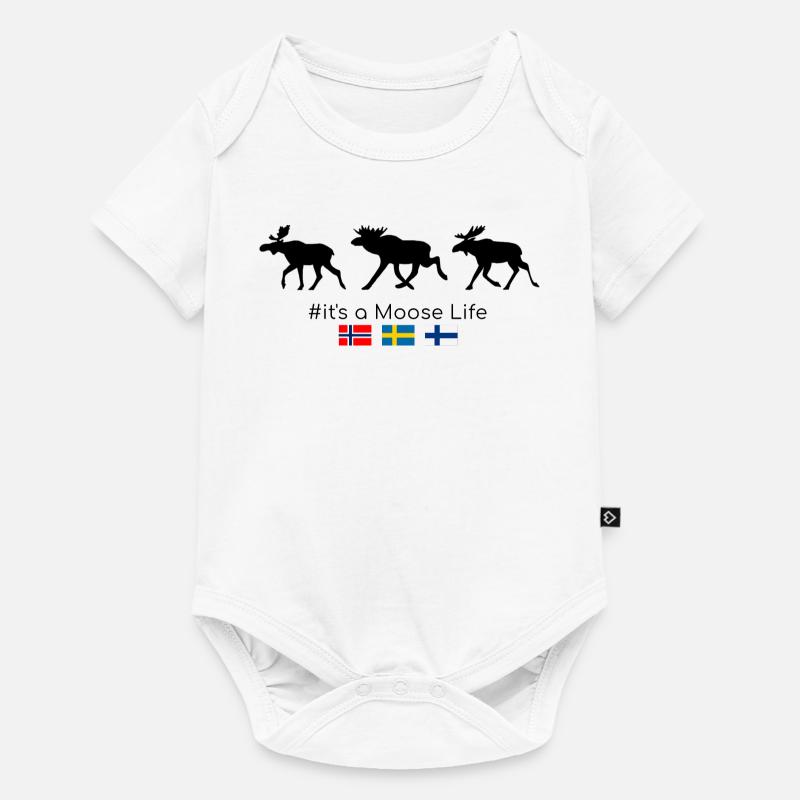 Observation d’orignaux en Scandinavie - Body à manches courtes Premium Bébé - blanc