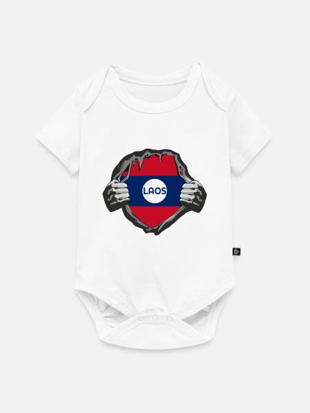 Laos Flaggen Design - Baby Premium Kurzarmbody - Weiß