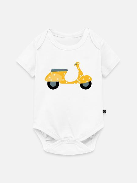 Roller Dots gelb Muster Punkte Urlaub Sommer Fun - Baby Premium Kurzarmbody - Weiß