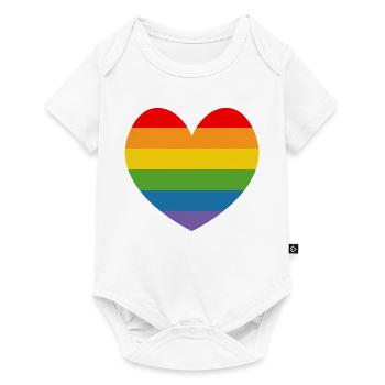 arc-en-ciel drapeau coeur coeur LGBT lgbtqi queer - Body à manches courtes Premium Bébé - blanc - Devant