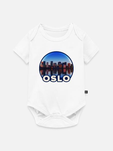 Oslo Skyline Reflektion - Baby Premium Kurzarmbody - Weiß