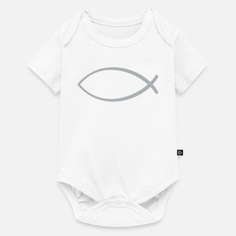 Ichtus poisson argent - Body à manches courtes Premium Bébé - blanc
