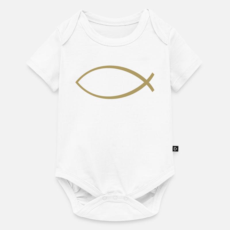 Ichtus poisson or - Body à manches courtes Premium Bébé - blanc