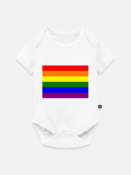 Pride Regenbogen Flaggendesign - Baby Premium Kurzarmbody - Weiß
