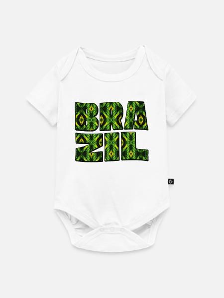 Brasil Kaleido Schriftzug - Baby Premium Kurzarmbody - Weiß