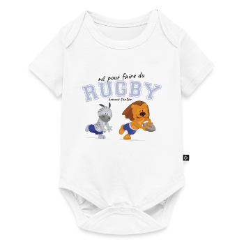 né pour faire rugby comme tonton - Body à manches courtes Premium Bébé - blanc - Devant