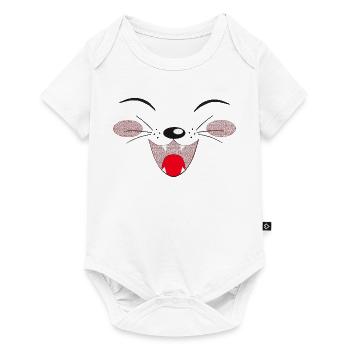 lachendes katzengesicht, lustige Tees - Baby Premium Kurzarmbody - Weiß - Vorne