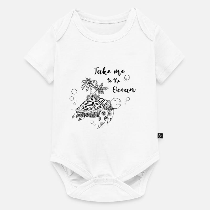 « Emmenez-moi à l’océan » - Tortue avec île - Body à manches courtes Premium Bébé - blanc