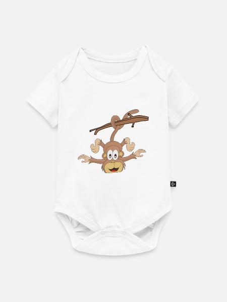 Hängender Affe - Baby Premium Kurzarmbody - Weiß