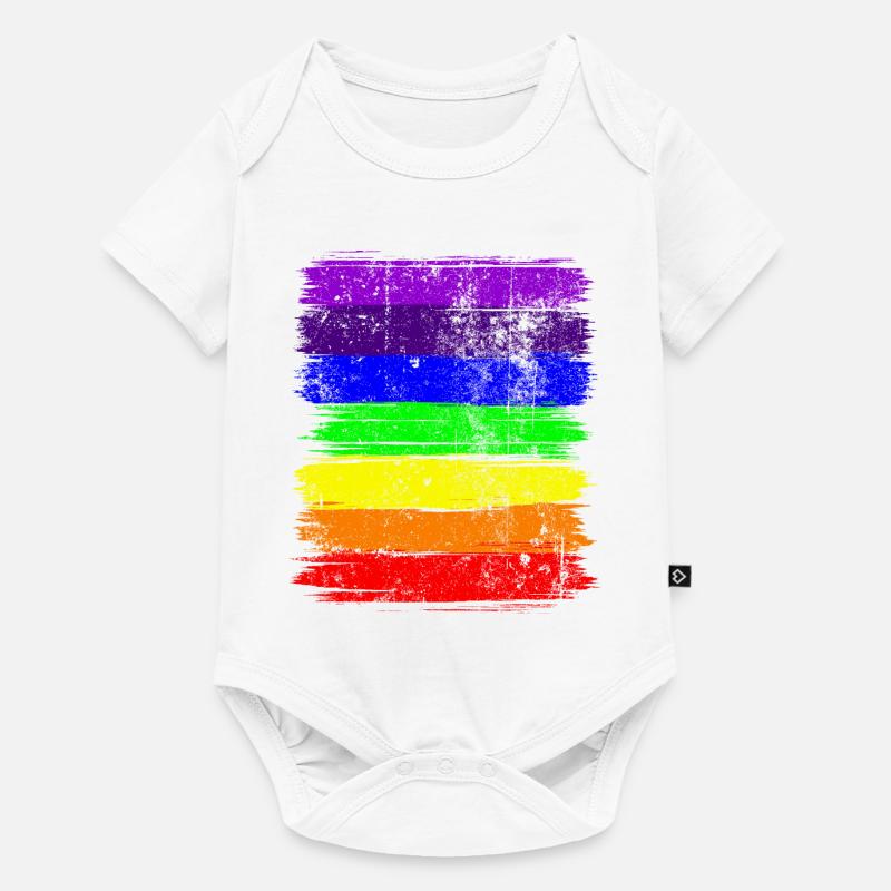 Rayures Vivid Pride - Body à manches courtes Premium Bébé - blanc
