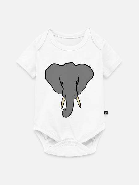 Elefantenkopf Minimalistisch - Baby Premium Kurzarmbody - Weiß