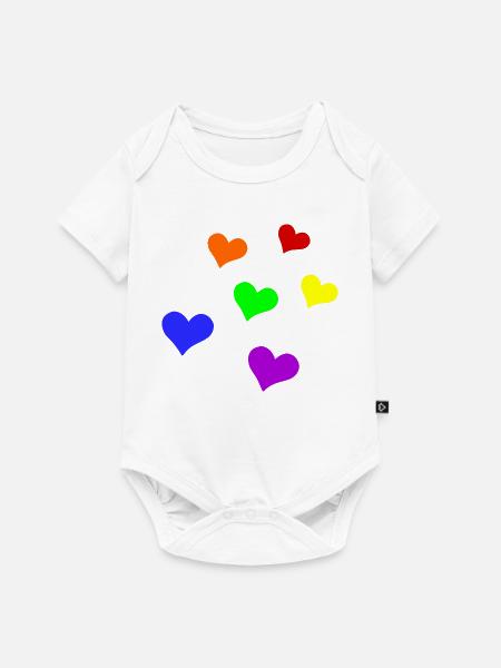 LGBT-Herzen - Baby Premium Kurzarmbody - Weiß