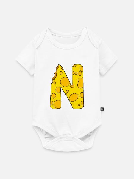 Buchstabe N - Baby Premium Kurzarmbody - Weiß