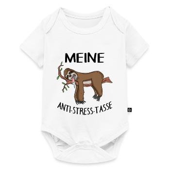 Tasse Faultier Kaffeetasse - Baby Premium Kurzarmbody - Weiß - Vorne