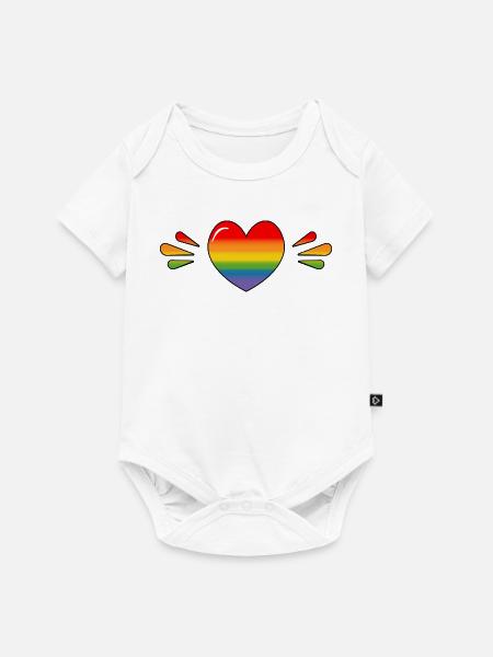 Rainbow Sparkling heart - Baby Premium Kurzarmbody - Weiß