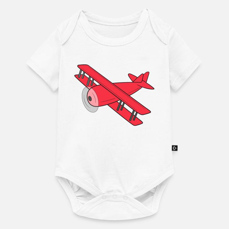 Flugzeug Doppeldecker - Baby Premium Kurzarmbody - Weiß