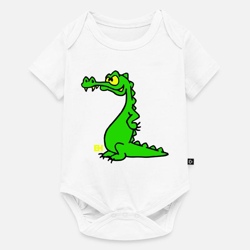 Crocodile souriant, design à trois couleurs - Body à manches courtes Premium Bébé - blanc