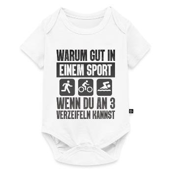Warum Gut In Einem Sport Triathlon - Baby Premium Kurzarmbody - Weiß - Vorne