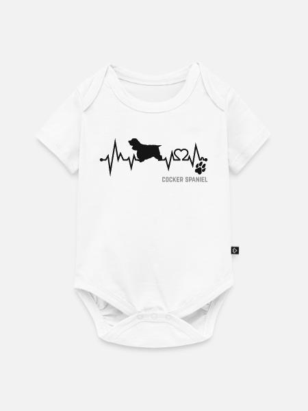 Cocker Spaniel Herzschlag Puls EKG Hund Geschenk - Baby Premium Kurzarmbody - Weiß