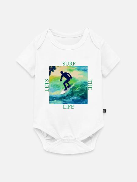 Surfer auf Farbwellen - Baby Premium Kurzarmbody - Weiß