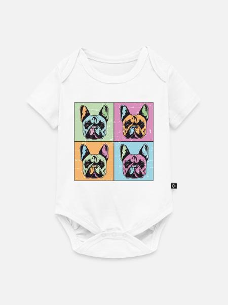 Bulldoggen Bild Abstrakt - Baby Premium Kurzarmbody - Weiß