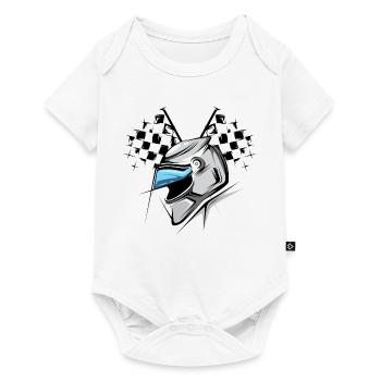 formula Zielflagge Helm Illustration racing Grafik - Baby Premium Kurzarmbody - Weiß - Vorne