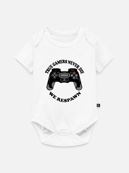 Gaming Krabbe mit Controller-Icons - Baby Premium Kurzarmbody - Weiß