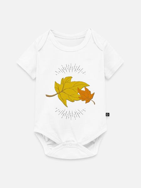 Herbstblatt mit Strahlen - Baby Premium Kurzarmbody - Weiß