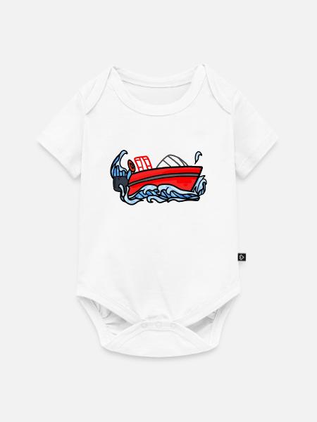 Feuerwehr Boot - Baby Premium Kurzarmbody - Weiß