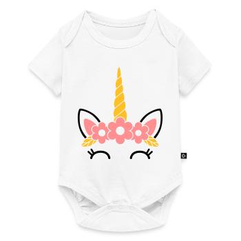 Reine des fleurs : la majestueuse licorne - Body à manches courtes Premium Bébé - blanc - Devant
