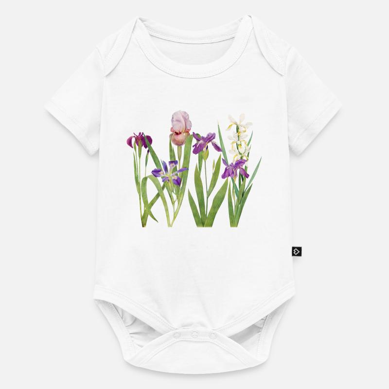 Iris sauvage et orchidée design botanique - Body à manches courtes Premium Bébé - blanc