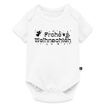 Frohe Weihnachten schwarz Sterne Engel Tannenbaum - Baby Premium Kurzarmbody - Weiß - Vorne