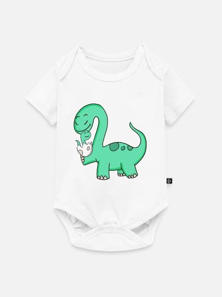 Dinosaurier mit Baby Dinosaurier - Baby Premium Kurzarmbody - Weiß