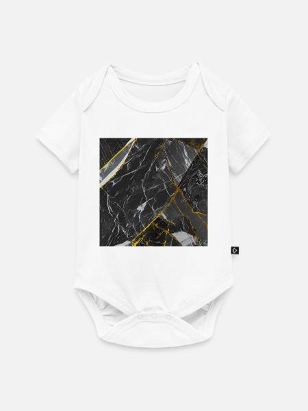 Marmor Schwarz Gold Textur - Baby Premium Kurzarmbody - Weiß